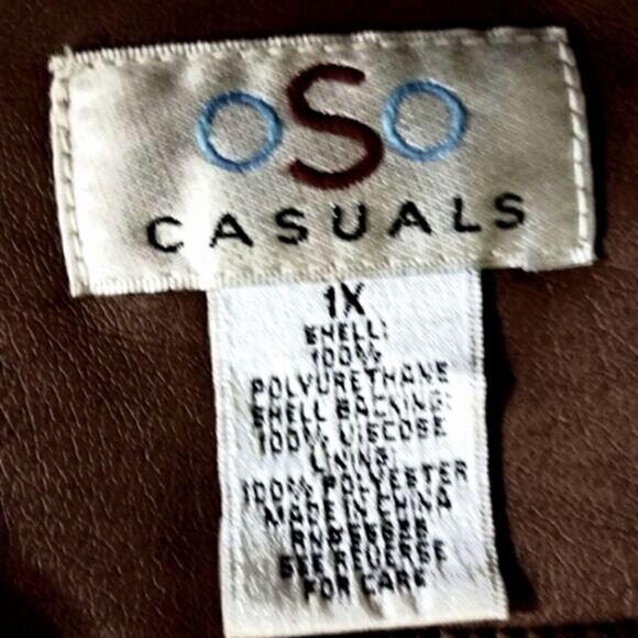 OSO Casuals VEST  NEW FAUX LEATHER Quilted ZIP/Snap Front Collar PLUS 1X - Picture 6 of 6